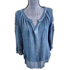 NWT Blue Boho Top with Shoulder Detail